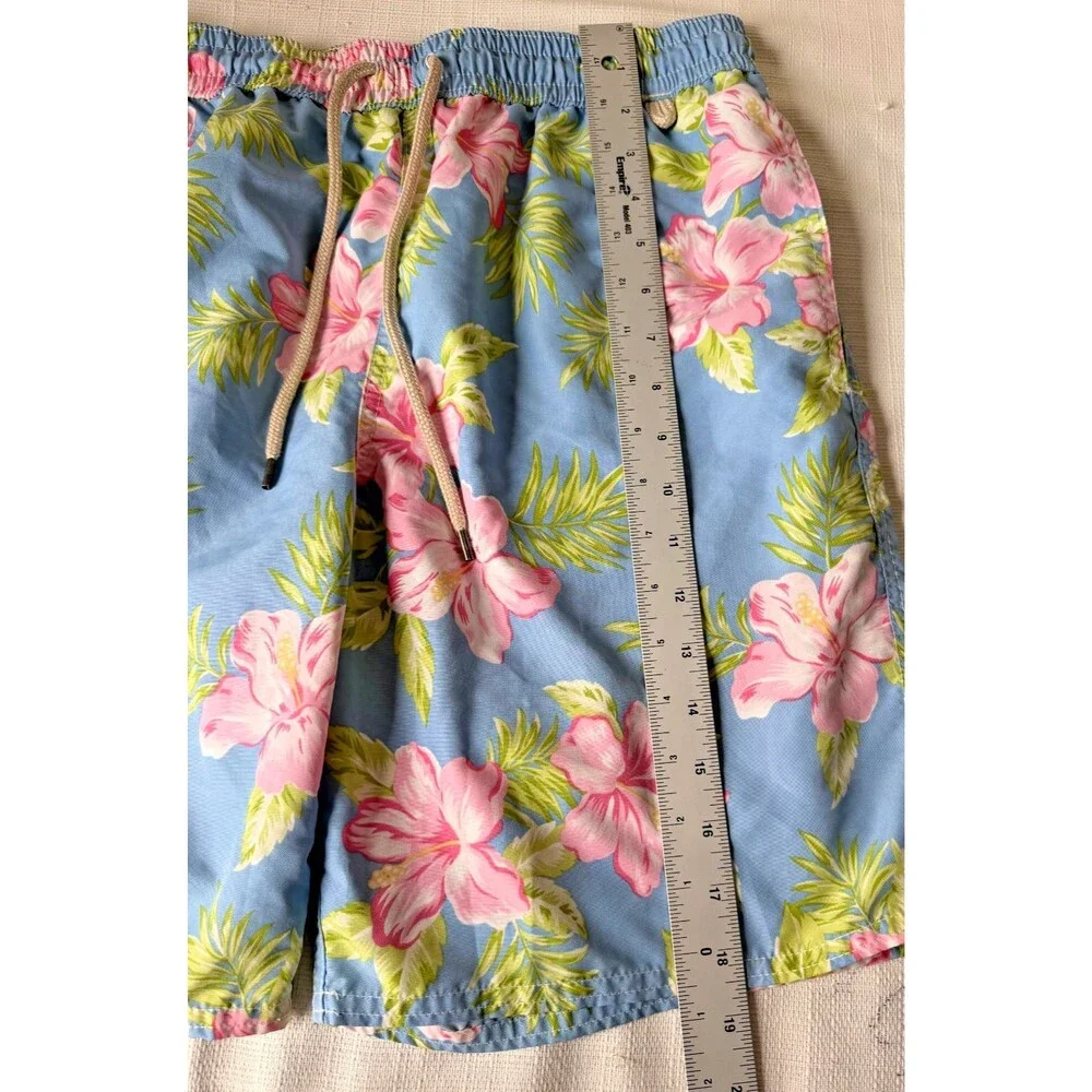 Polo Ralph Lauren Mens M Blue Floral Hawaiian Surf Bathing Suit Swim Trunks